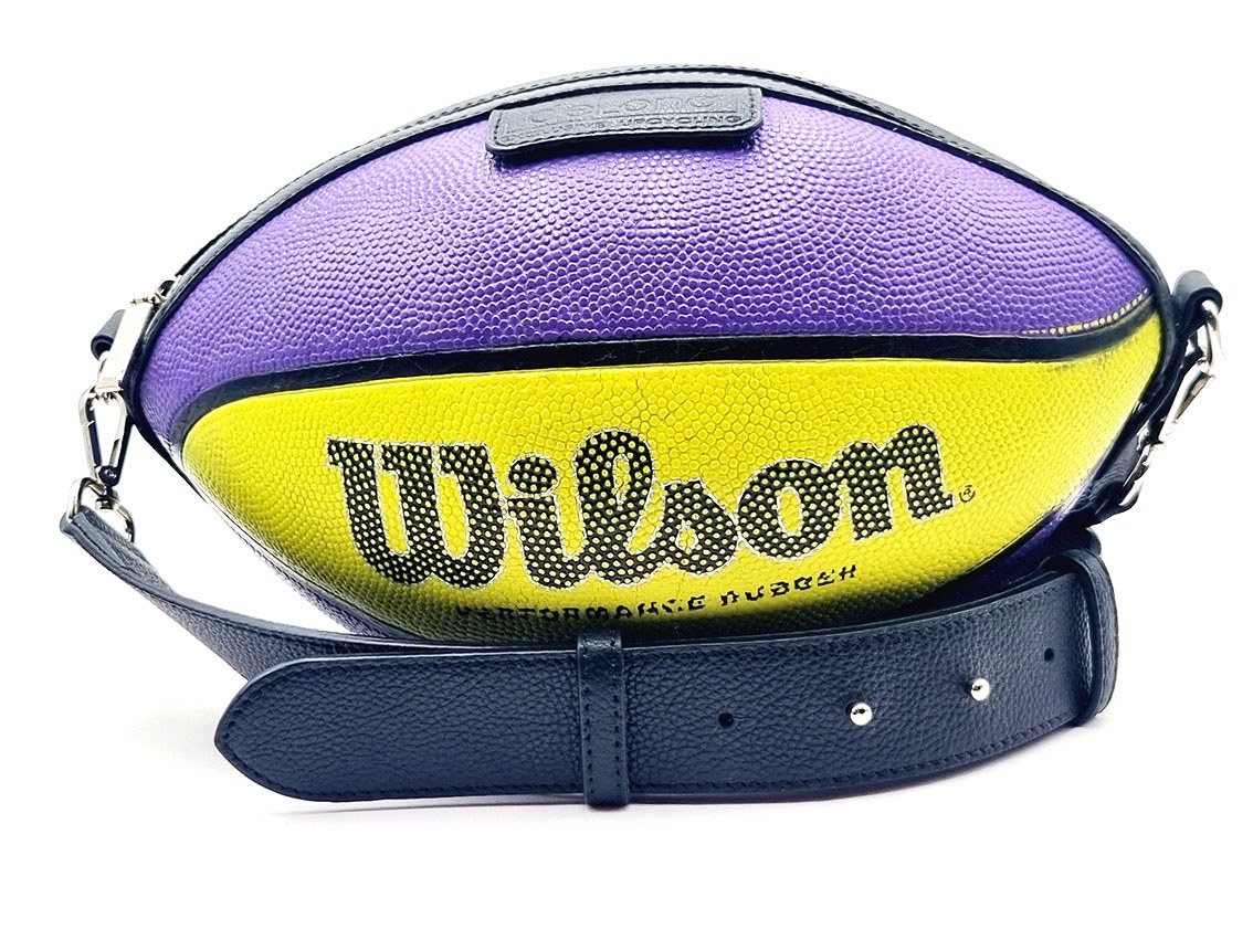 Bolso BallToBag morado / lima: Textura deportiva y una combinación de colores inesperada.